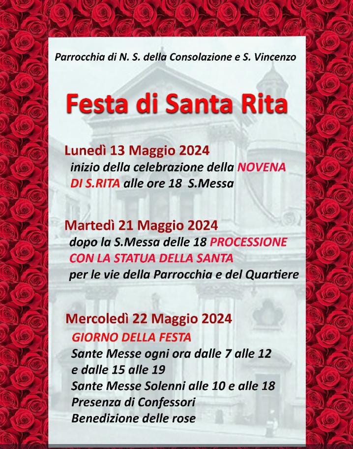 Santa Rita, il programma della Comunità di Genova - Agostiniani.it